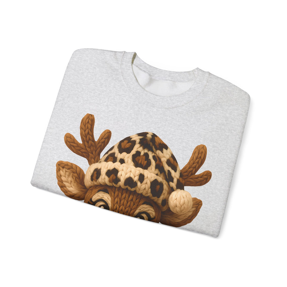 Rudolph Reindeer Leopard Santa Hat Christmas – Gildan Heavy Blend | Trendy Women’s Soft Sweatshirt. Direct to Garment. Printed & Shipped in the USA. Unisex Sizes.