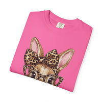 Bunny with Leopard Bow and Glasses - Comfort Colors | Trendy Women's T-Shirt. Direct to Garment. Printed & Shipped in the USA. Unisex Sizes.