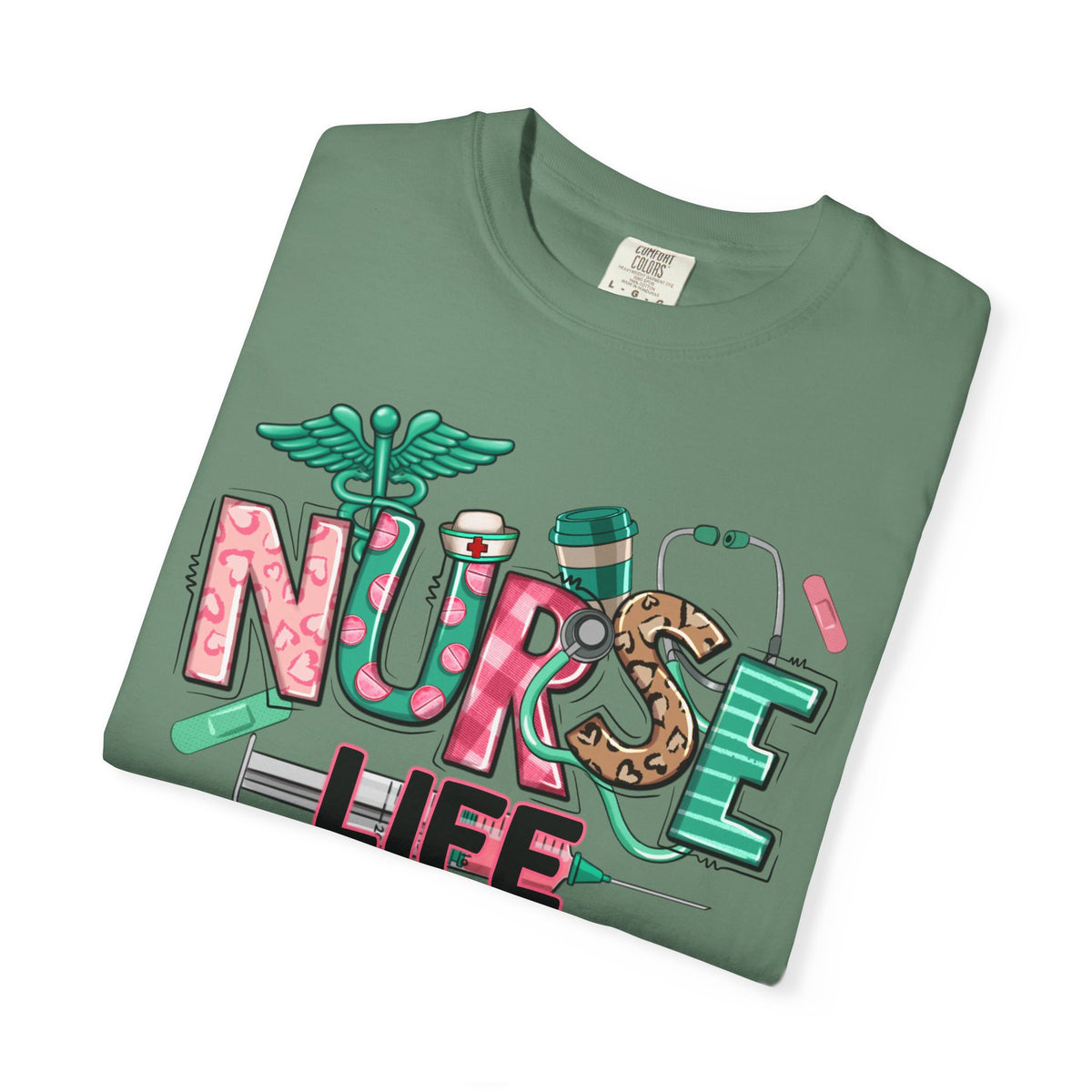 Nurse Life Cute Preppy Healthcare - Comfort Colors | Trendy Women's T-Shirt. Direct to Garment. Printed & Shipped in the USA. Unisex Sizes.