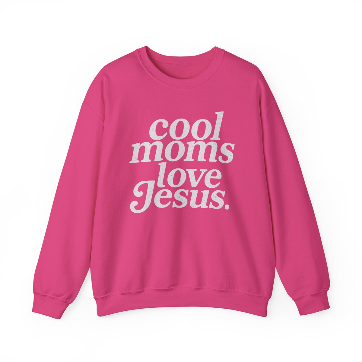 Cool Moms Love Jesus – Gildan Heavy Blend | Trendy Women’s Soft Sweatshirt. Direct to Garment. Printed & Shipped in the USA. Unisex Sizes.
