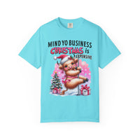 Highland Cow Mind Yo Business Christmas is Expensive - Comfort Colors | Trendy Women's T-Shirt. Direct to Garment. Printed & Shipped in the USA. Unisex Sizes.