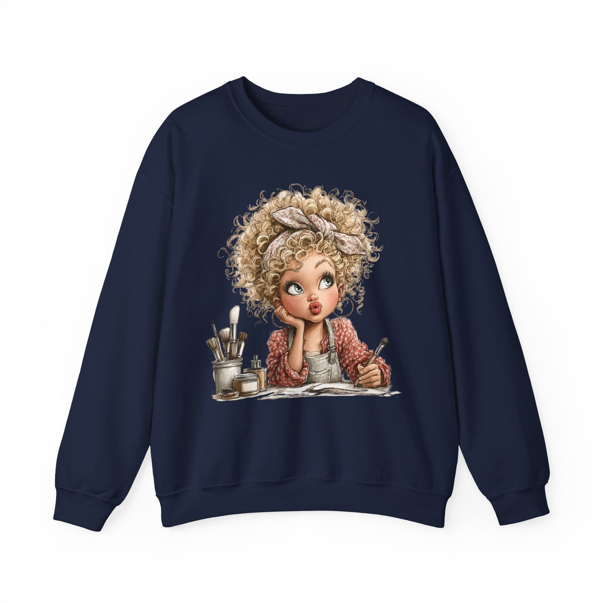 Cute Artist Curly Girl – Gildan Heavy Blend | Trendy Women’s Soft Sweatshirt. Direct to Garment. Printed & Shipped in the USA. Unisex Sizes.