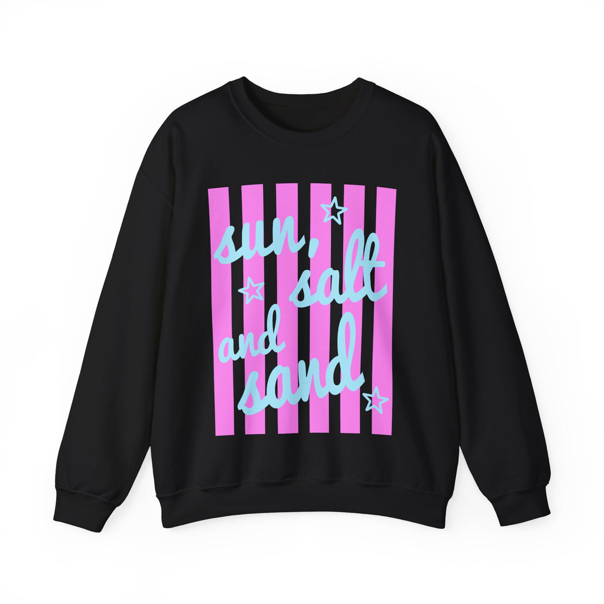 Sun, Salt and Sand – Gildan Heavy Blend | Trendy Women’s Soft Sweatshirt. Direct to Garment. Printed & Shipped in the USA. Unisex Sizes.