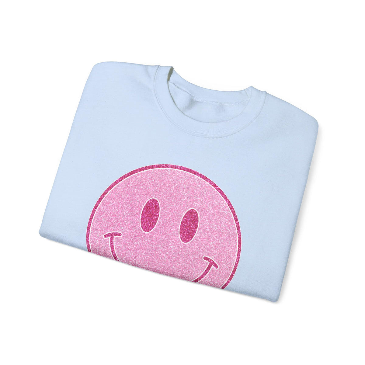 Glitter Smiley – Gildan Heavy Blend | Trendy Women’s Soft Sweatshirt. Direct to Garment. Printed & Shipped in the USA. Unisex Sizes.