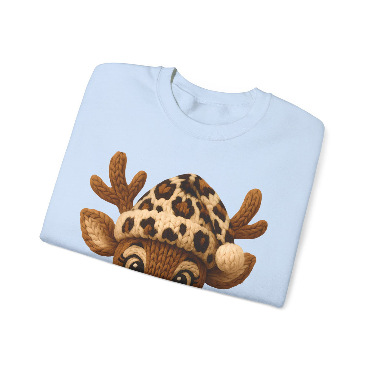 Rudolph Reindeer Leopard Santa Hat Christmas – Gildan Heavy Blend | Trendy Women’s Soft Sweatshirt. Direct to Garment. Printed & Shipped in the USA. Unisex Sizes.