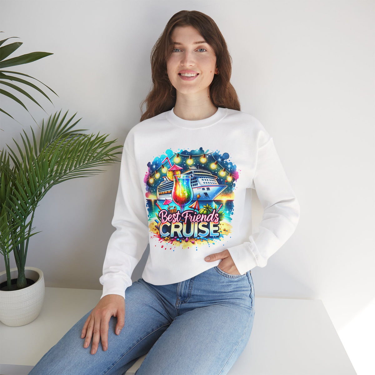 Best Friends Cruise – Gildan Heavy Blend | Trendy Women’s Soft Sweatshirt. Direct to Garment. Printed & Shipped in the USA. Unisex Sizes.