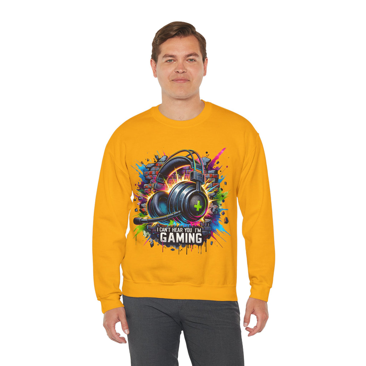 Gaming Headset I Can't Hear You, I'm Gaming – Gildan Heavy Blend | Trendy Women’s and Men's Soft Sweatshirt. Direct to Garment. Printed & Shipped in the USA. Unisex Sizes.