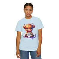 Sugar Addict Highland Cow - Comfort Colors | Trendy Women's T-Shirt. Direct to Garment. Printed & Shipped in the USA. Unisex Sizes.