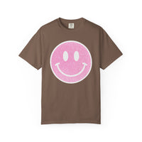 Faux Glitter Smiley - Comfort Colors | Trendy Women's T-Shirt. Direct to Garment. Printed & Shipped in the USA. Unisex Sizes.
