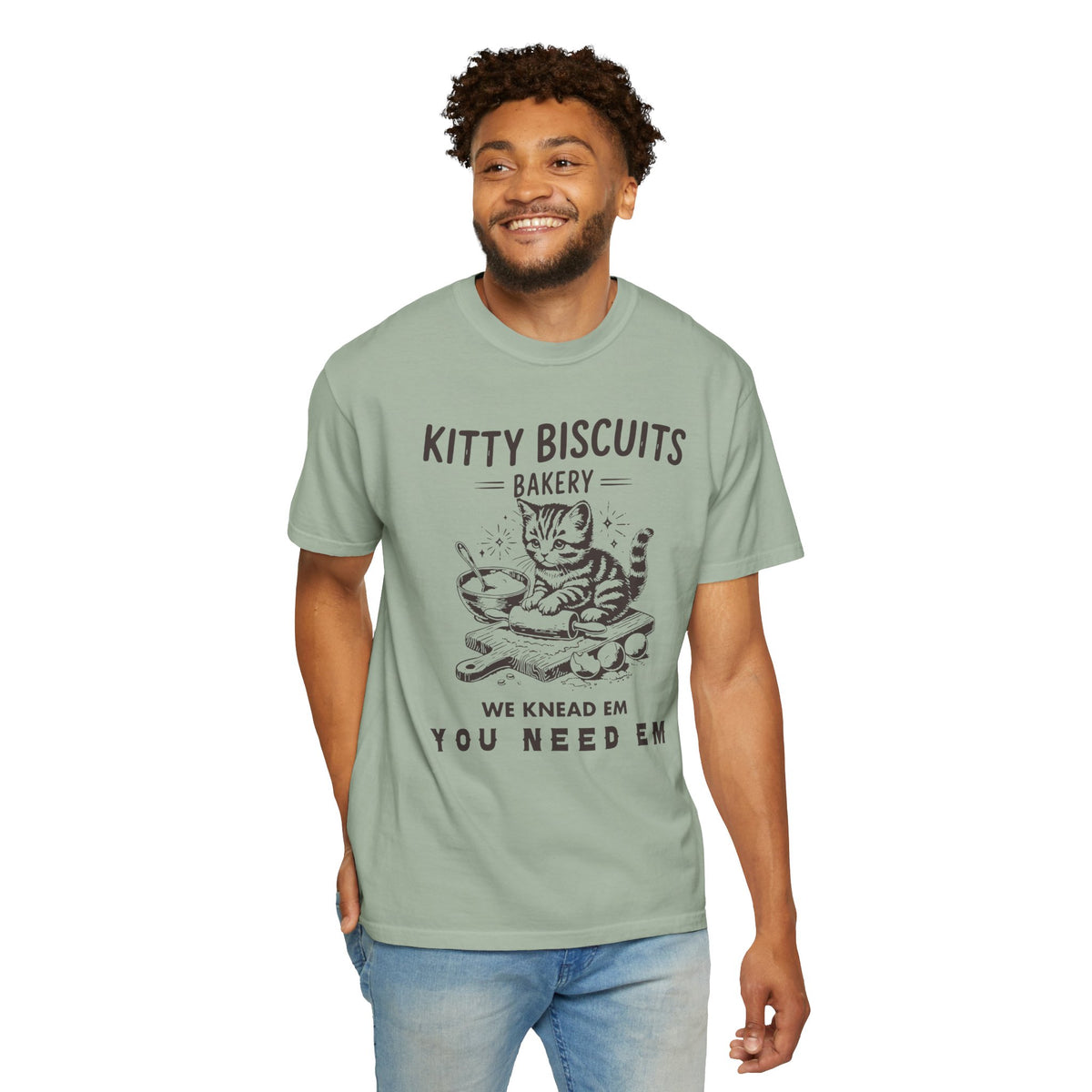 Kitty Biscuits Bakery - Comfort Colors | Trendy Women's and Men's T-Shirt. Direct to Garment. Printed & Shipped in the USA. Unisex Sizes.