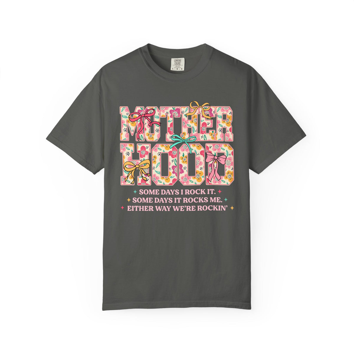 Motherhood - Comfort Colors | Trendy Women's T-Shirt. Direct to Garment. Printed & Shipped in the USA. Unisex Sizes.