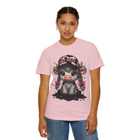 Cute Highland Cow 'Hot Mess' In Braids  - Comfort Colors | Trendy Women's T-Shirt. Direct to Garment. Printed & Shipped in the USA. Unisex Sizes.