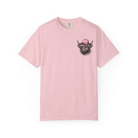 Head Heffa Highland Cow, Front & Back Print - Comfort Colors | Trendy Women's T-Shirt. Direct to Garment. Printed & Shipped in the USA. Unisex Sizes.