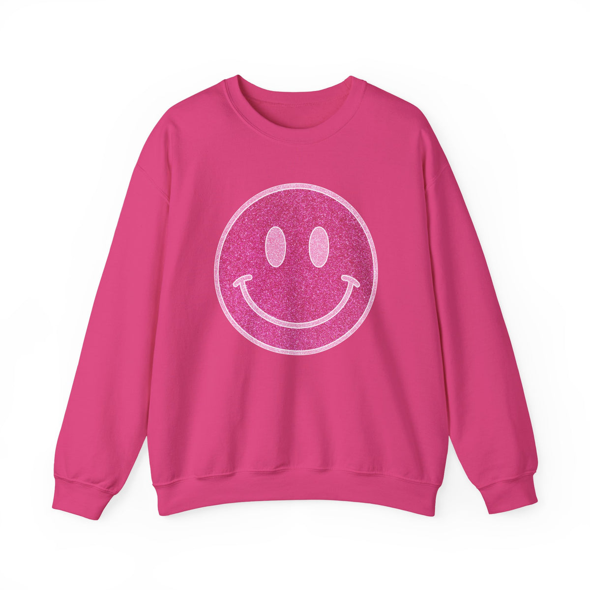Glitter Smiley – Gildan Heavy Blend | Trendy Women’s Soft Sweatshirt. Direct to Garment. Printed & Shipped in the USA. Unisex Sizes.