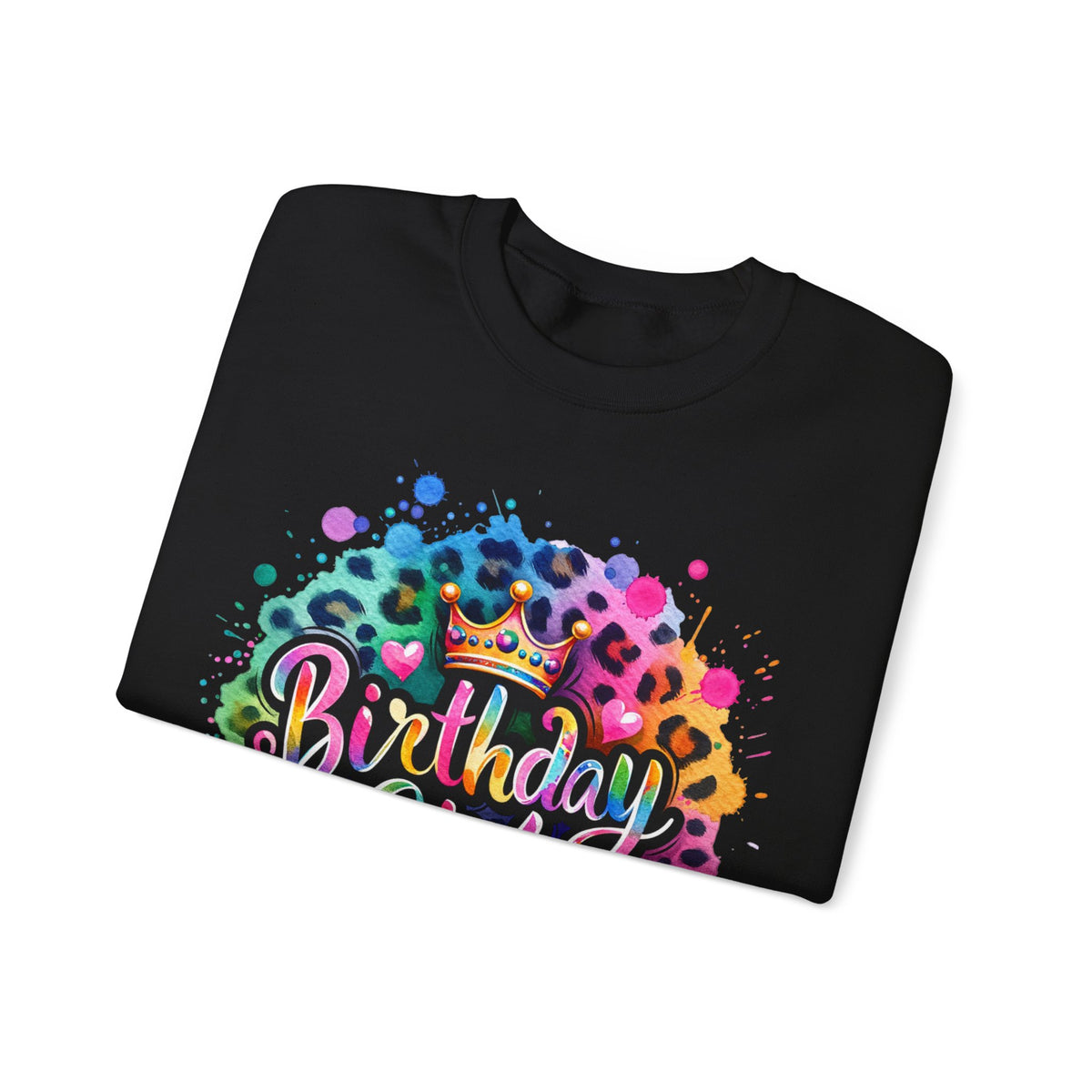 Birthday Girl, Neon Leopard – Gildan Heavy Blend | Trendy Women’s Soft Sweatshirt. Direct to Garment. Printed & Shipped in the USA. Unisex Sizes.