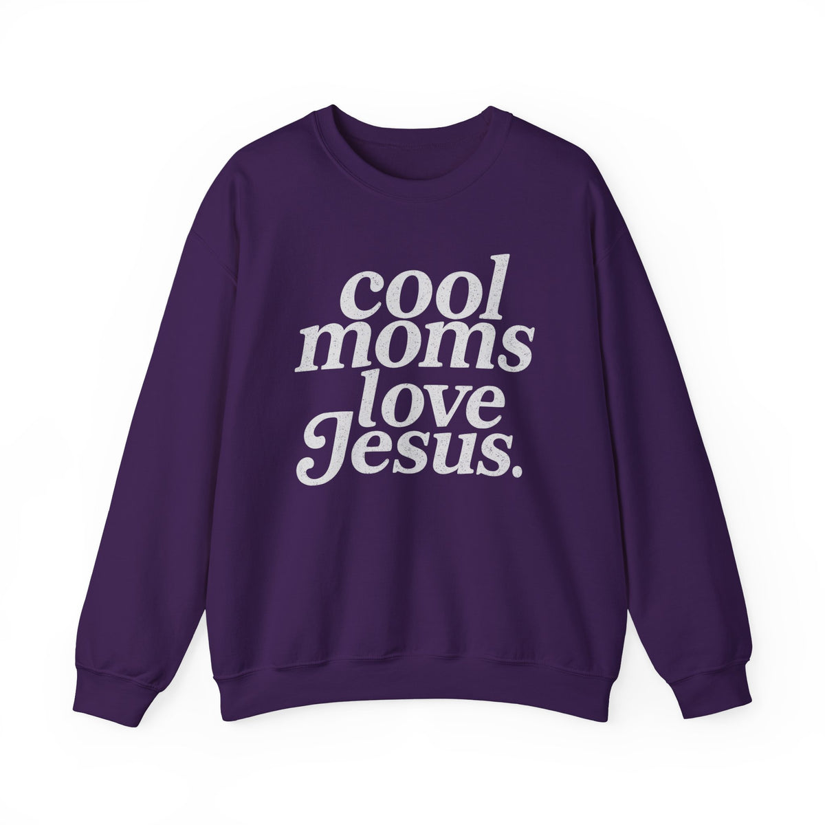 Cool Moms Love Jesus – Gildan Heavy Blend | Trendy Women’s Soft Sweatshirt. Direct to Garment. Printed & Shipped in the USA. Unisex Sizes.