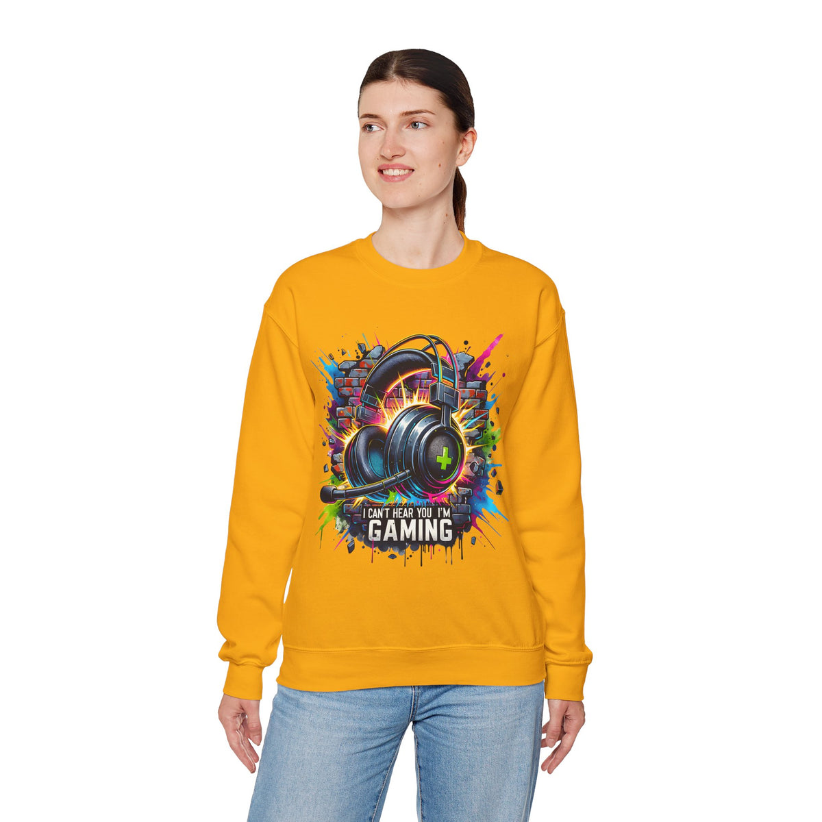 Gaming Headset I Can't Hear You, I'm Gaming – Gildan Heavy Blend | Trendy Women’s and Men's Soft Sweatshirt. Direct to Garment. Printed & Shipped in the USA. Unisex Sizes.