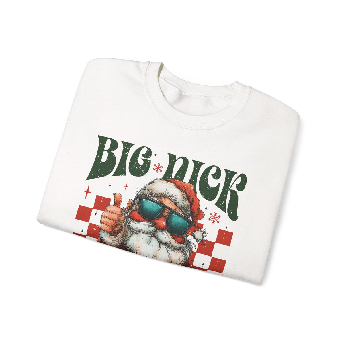 Big Nick Energy - Retro Santa Thumbs Up – Gildan Heavy Blend | Trendy Men's and Women’s Soft Sweatshirt. Direct to Garment. Printed & Shipped in the USA. Unisex Sizes.