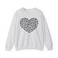 Dog Paw Heart – Gildan Heavy Blend | Trendy Women’s Soft Sweatshirt. Direct to Garment. Printed & Shipped in the USA. Unisex Sizes.