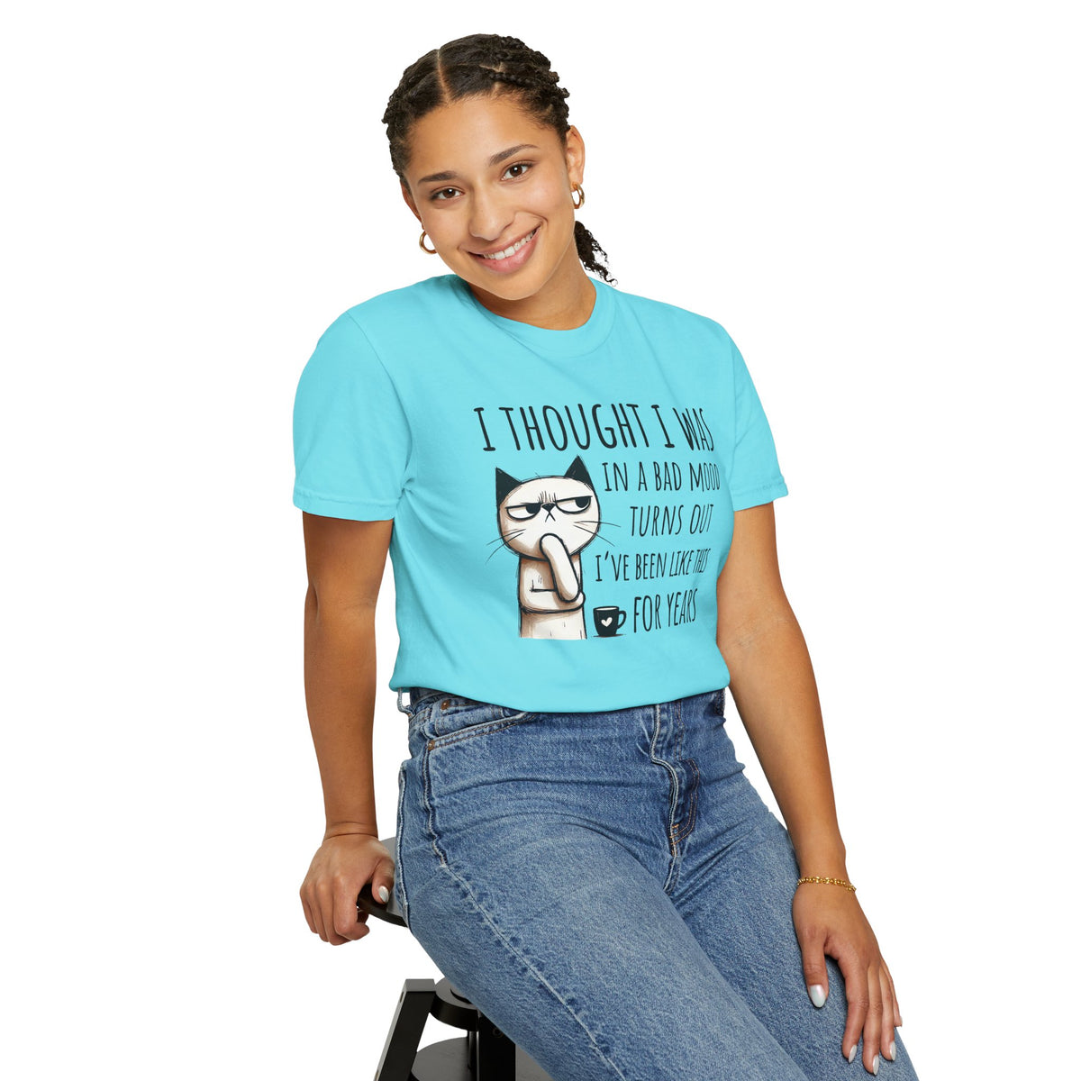 I Thought I Was In A Bad Mood, Grumpy Cat - Comfort Colors | Trendy Men's and Women's T-Shirt. Direct to Garment. Printed & Shipped in the USA. Unisex Sizes.
