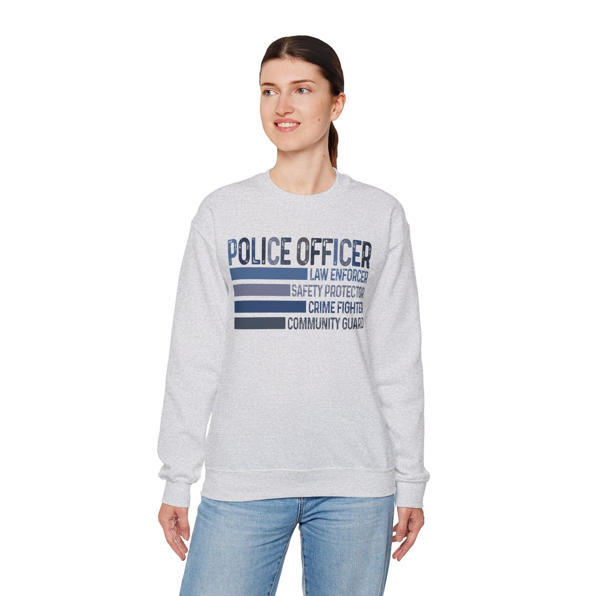 Police Officer - Description – Gildan Heavy Blend | Trendy Men's and Women’s Soft Sweatshirt. Direct to Garment. Printed & Shipped in the USA. Unisex Sizes.