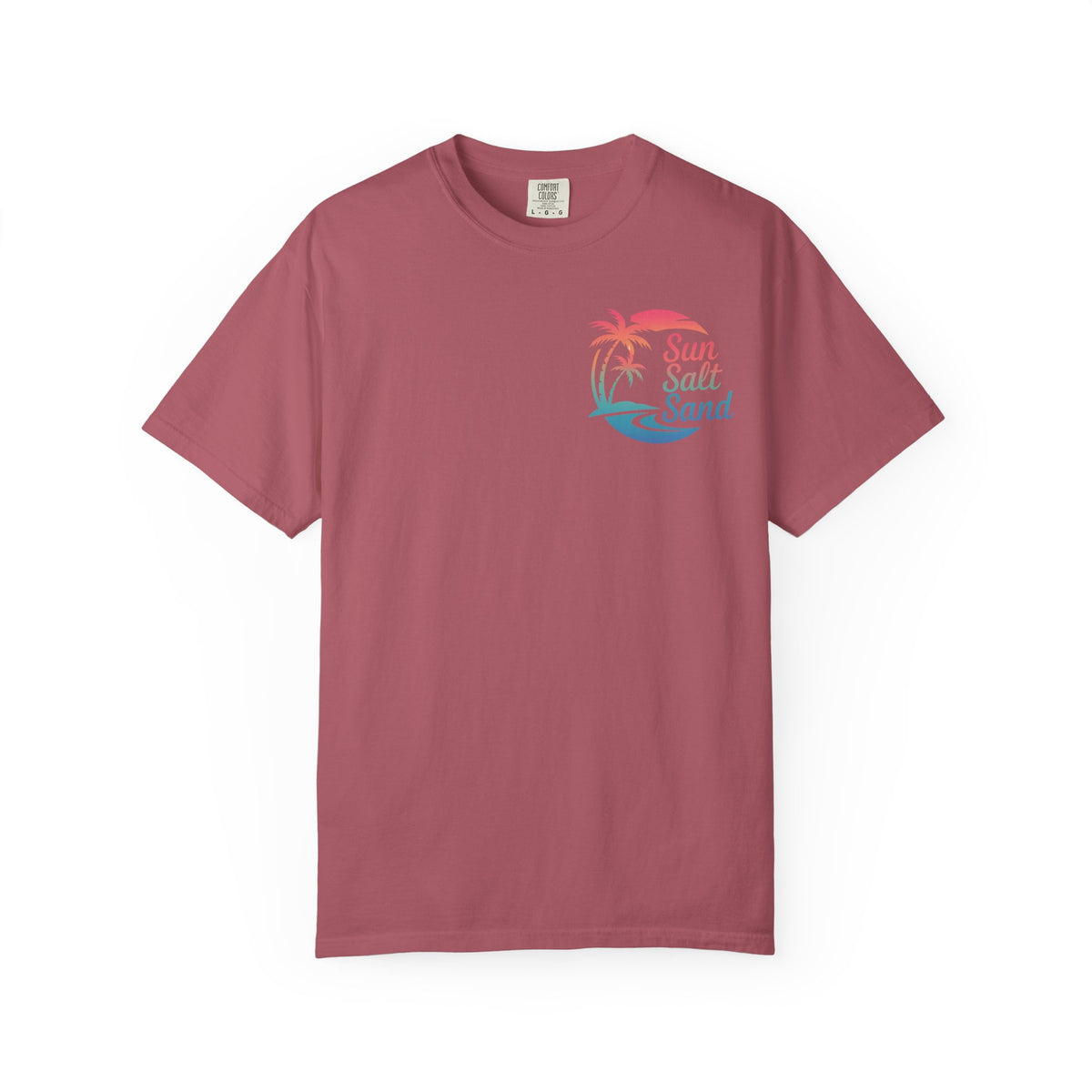 Sun Salt Sand, Beach Sunset - Front & Back Print - Comfort Colors | Trendy Women's and Men's T-Shirt. Direct to Garment. Printed & Shipped in the USA. Unisex Sizes.