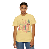 Merry ChrisTmas Christian Faith Graphic - Comfort Colors | Trendy Women's T-Shirt. Direct to Garment. Printed & Shipped in the USA. Unisex Sizes.