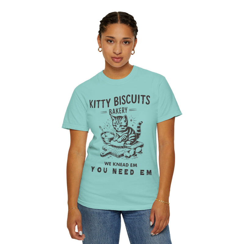 Kitty Biscuits Bakery - Comfort Colors | Trendy Women's and Men's T-Shirt. Direct to Garment. Printed & Shipped in the USA. Unisex Sizes.