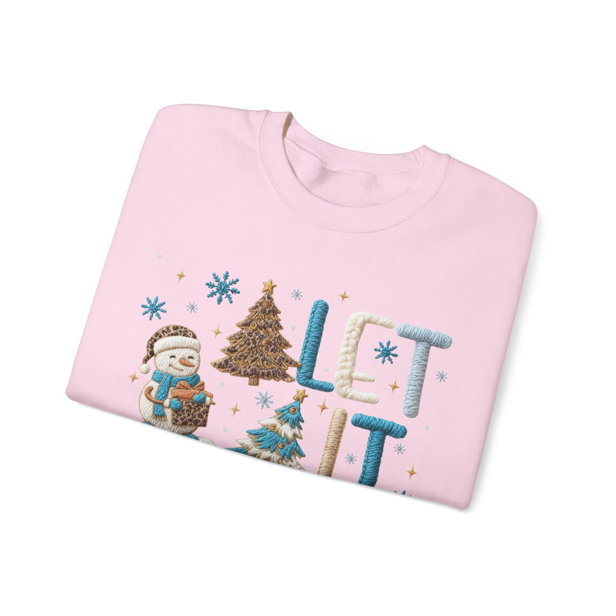 Let It Snow, Snowman – Gildan Heavy Blend | Trendy Women’s Soft Sweatshirt. Direct to Garment. Printed & Shipped in the USA. Unisex Sizes.