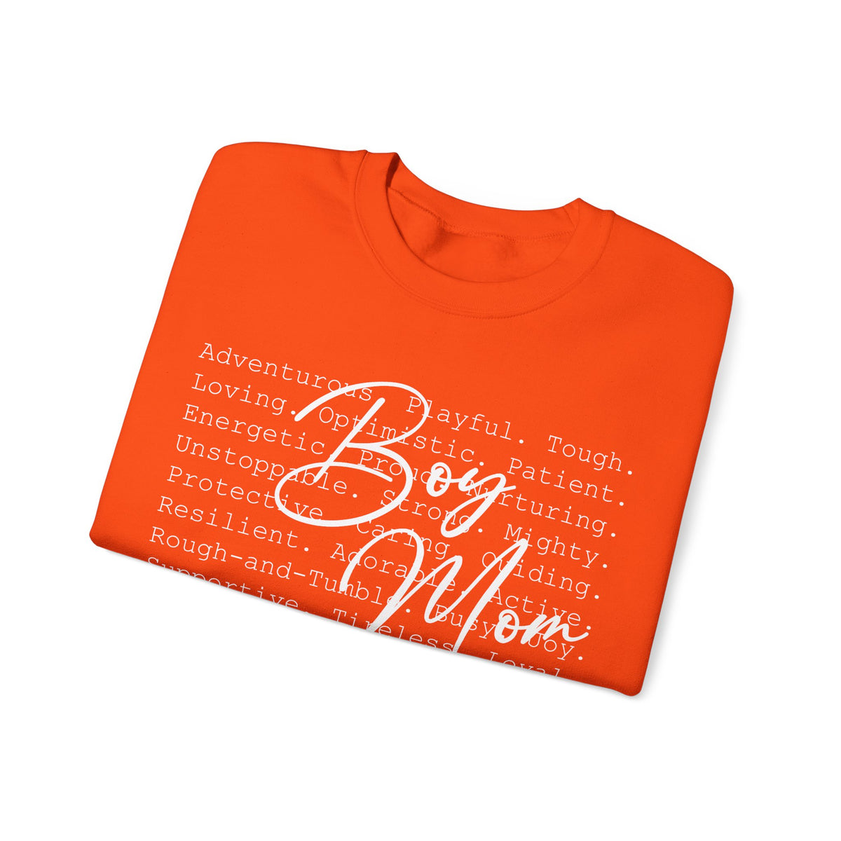 Boy Mom Typography – Gildan Heavy Blend | Trendy Women’s Soft Sweatshirt. Direct to Garment. Printed & Shipped in the USA. Unisex Sizes.