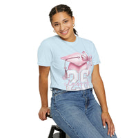 Pink Coquette, Class of 2026 Graduation Cap - Comfort Colors | Trendy Women's T-Shirt. Direct to Garment. Printed & Shipped in the USA. Unisex Sizes.