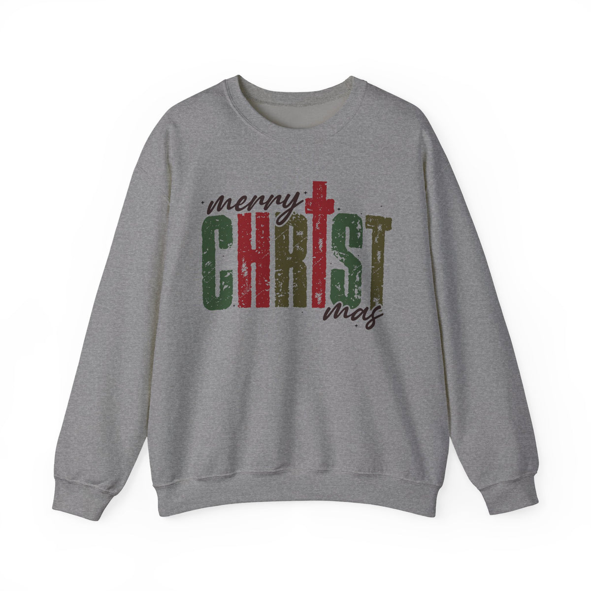 Distressed Merry ChrisTmas Faith Christian – Gildan Heavy Blend | Trendy Women’s Soft Sweatshirt. Direct to Garment. Printed & Shipped in the USA. Unisex Sizes.