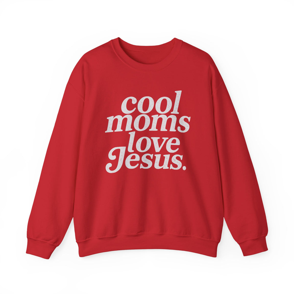 Cool Moms Love Jesus – Gildan Heavy Blend | Trendy Women’s Soft Sweatshirt. Direct to Garment. Printed & Shipped in the USA. Unisex Sizes.