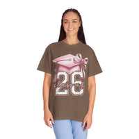 Pink Coquette, Class of 2026 Graduation Cap - Comfort Colors | Trendy Women's T-Shirt. Direct to Garment. Printed & Shipped in the USA. Unisex Sizes.