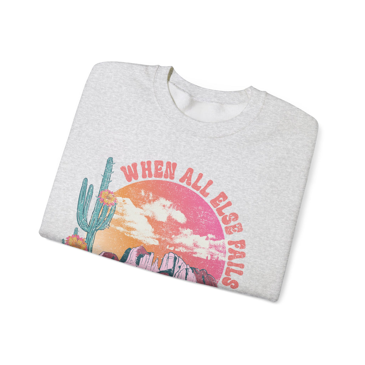 When All Else Fails, God Doesn't, Vintage – Gildan Heavy Blend | Trendy Women’s Soft Sweatshirt. Direct to Garment. Printed & Shipped in the USA. Unisex Sizes.