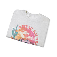 When All Else Fails, God Doesn't, Vintage – Gildan Heavy Blend | Trendy Women’s Soft Sweatshirt. Direct to Garment. Printed & Shipped in the USA. Unisex Sizes.