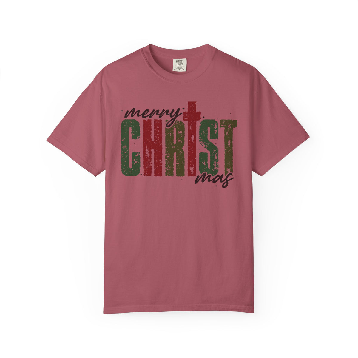 Distressed Merry ChrisTmas Faith - Comfort Colors | Trendy Men's and Women's T-Shirt. Direct to Garment. Printed & Shipped in the USA. Unisex Sizes.