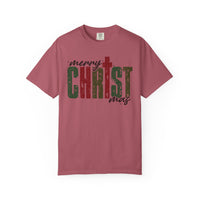 Distressed Merry ChrisTmas Faith - Comfort Colors | Trendy Men's and Women's T-Shirt. Direct to Garment. Printed & Shipped in the USA. Unisex Sizes.