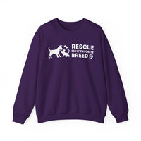 Rescue Is My Favorite Breed *This Shirt Saves Lives* – Gildan Heavy Blend | Trendy Men's and Women’s Soft Sweatshirt. Direct to Garment. Printed & Shipped in the USA. Unisex Sizes.