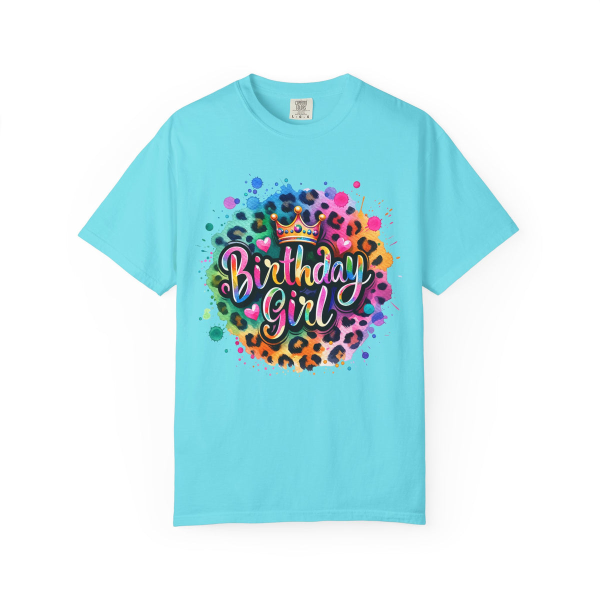 Birthday Girl, Neon Leopard - Comfort Colors | Trendy Women's T-Shirt. Direct to Garment. Printed & Shipped in the USA. Unisex Sizes.