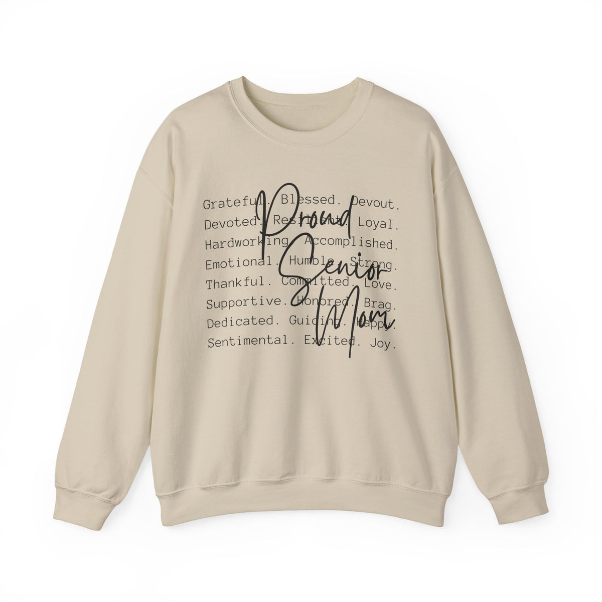 Proud Senior Mom, Description – Gildan Heavy Blend | Trendy Women’s Soft Sweatshirt. Direct to Garment. Printed & Shipped in the USA. Unisex Sizes.