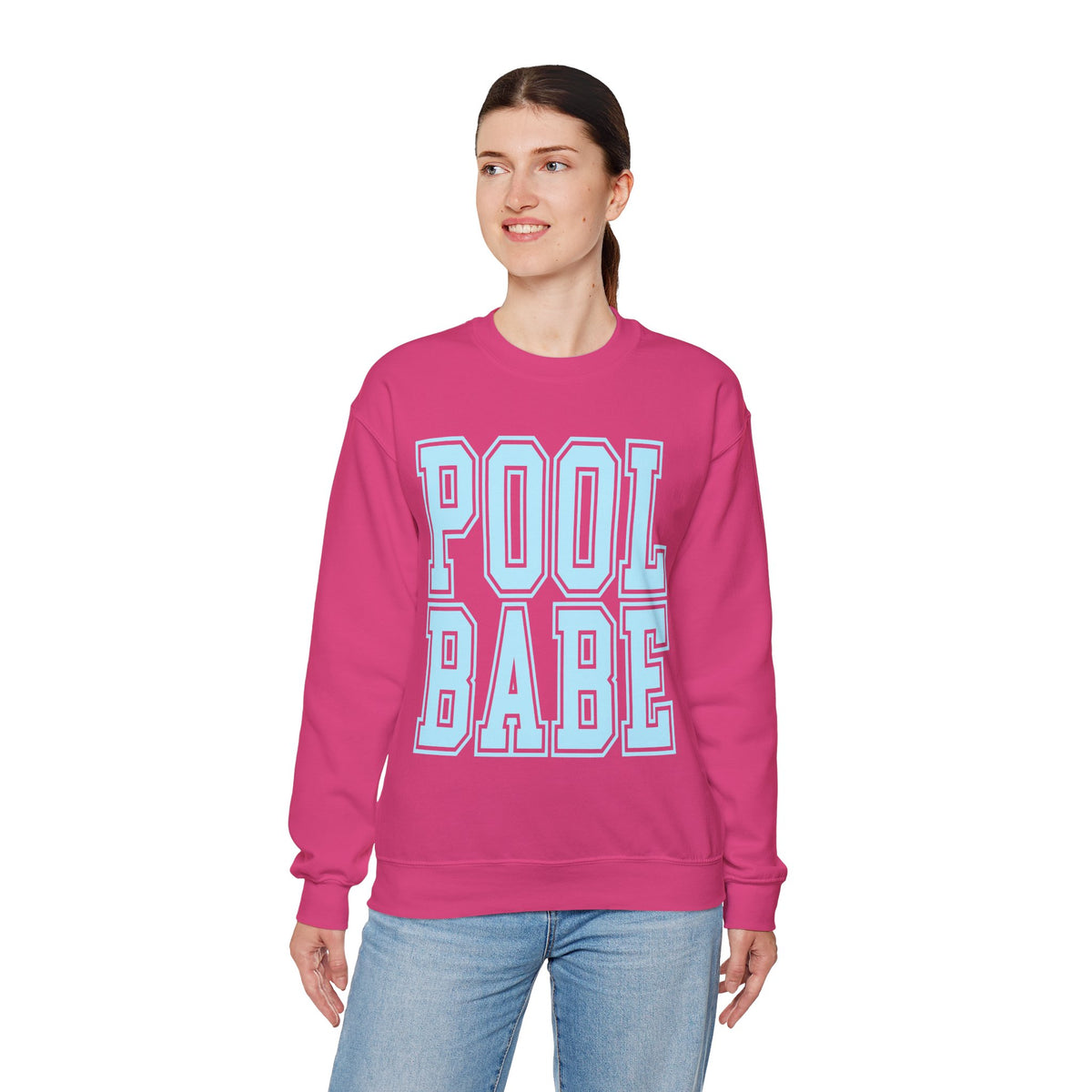 Pool Babe – Gildan Heavy Blend | Trendy Women’s Soft Sweatshirt. Direct to Garment. Printed & Shipped in the USA. Unisex Sizes.
