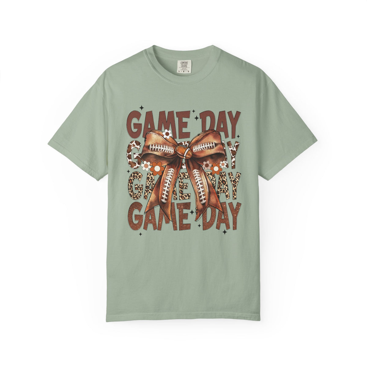 Game Day - Football Bow - Comfort Colors | Trendy Women's T-Shirt. Direct to Garment. Printed & Shipped in the USA. Unisex Sizes.