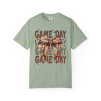 Game Day - Football Bow - Comfort Colors | Trendy Women's T-Shirt. Direct to Garment. Printed & Shipped in the USA. Unisex Sizes.
