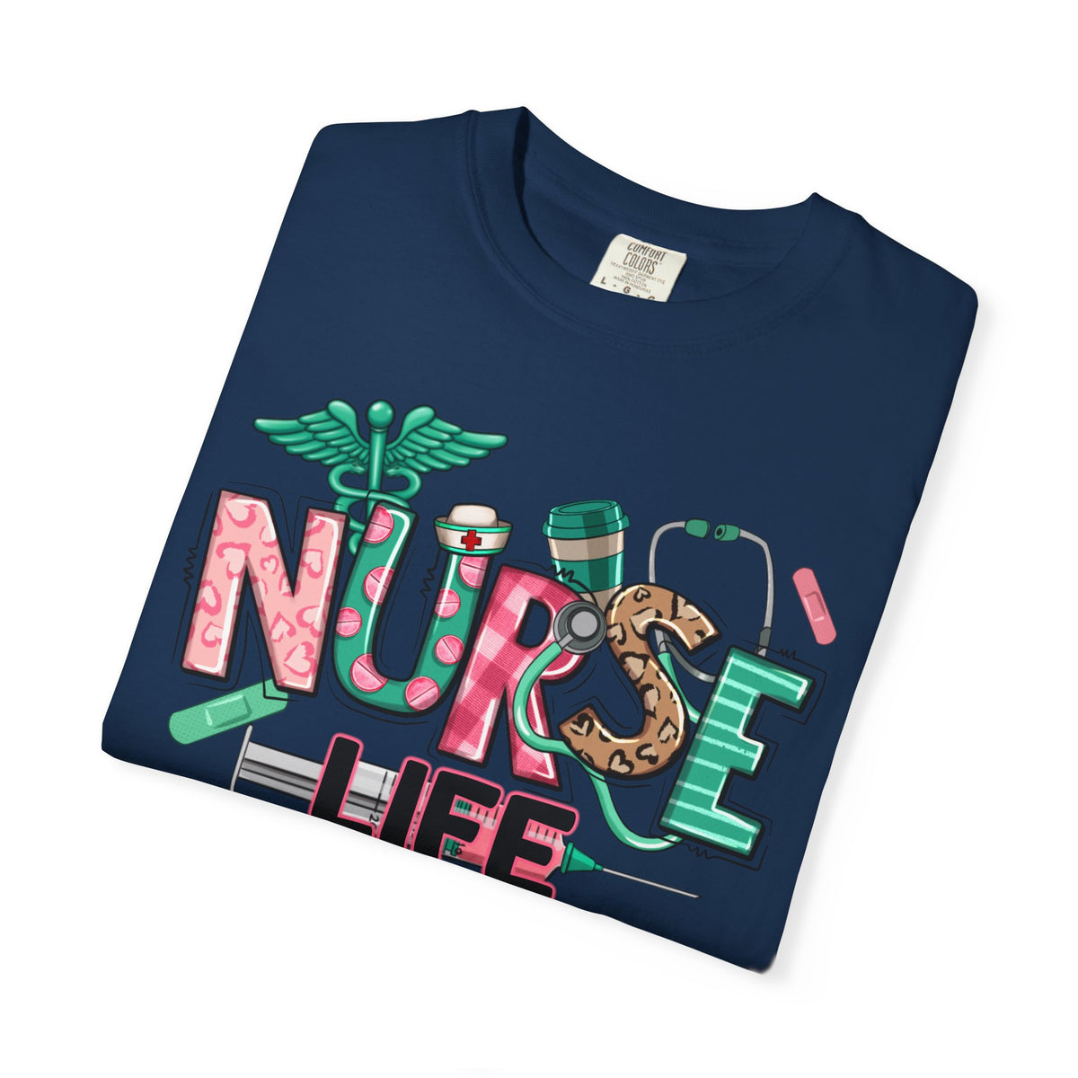 Nurse Life Cute Preppy Healthcare - Comfort Colors | Trendy Women's T-Shirt. Direct to Garment. Printed & Shipped in the USA. Unisex Sizes.