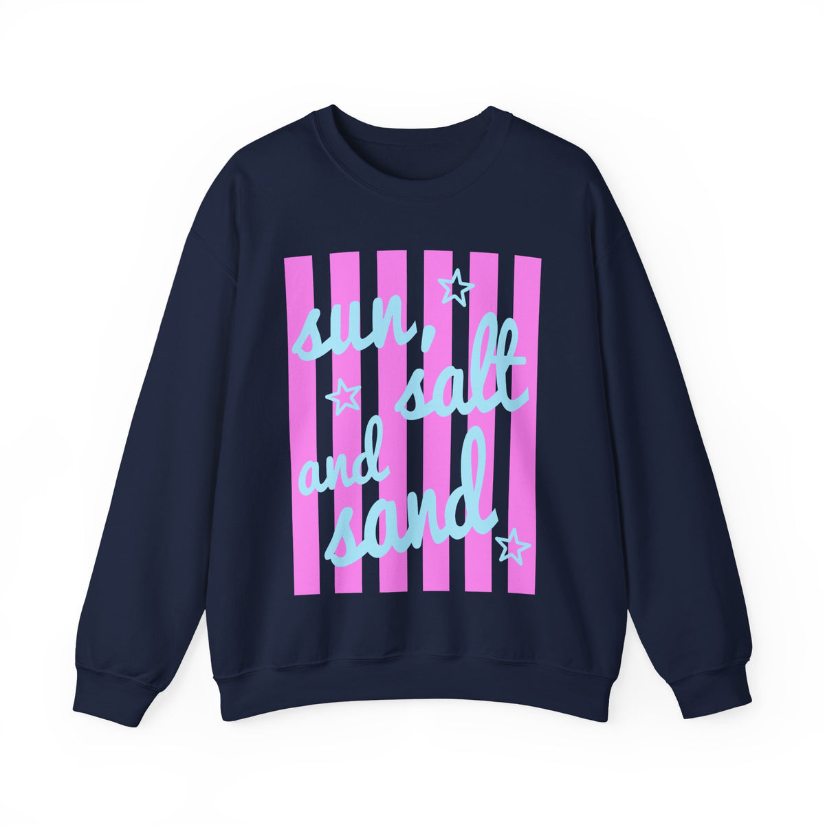 Sun, Salt and Sand – Gildan Heavy Blend | Trendy Women’s Soft Sweatshirt. Direct to Garment. Printed & Shipped in the USA. Unisex Sizes.