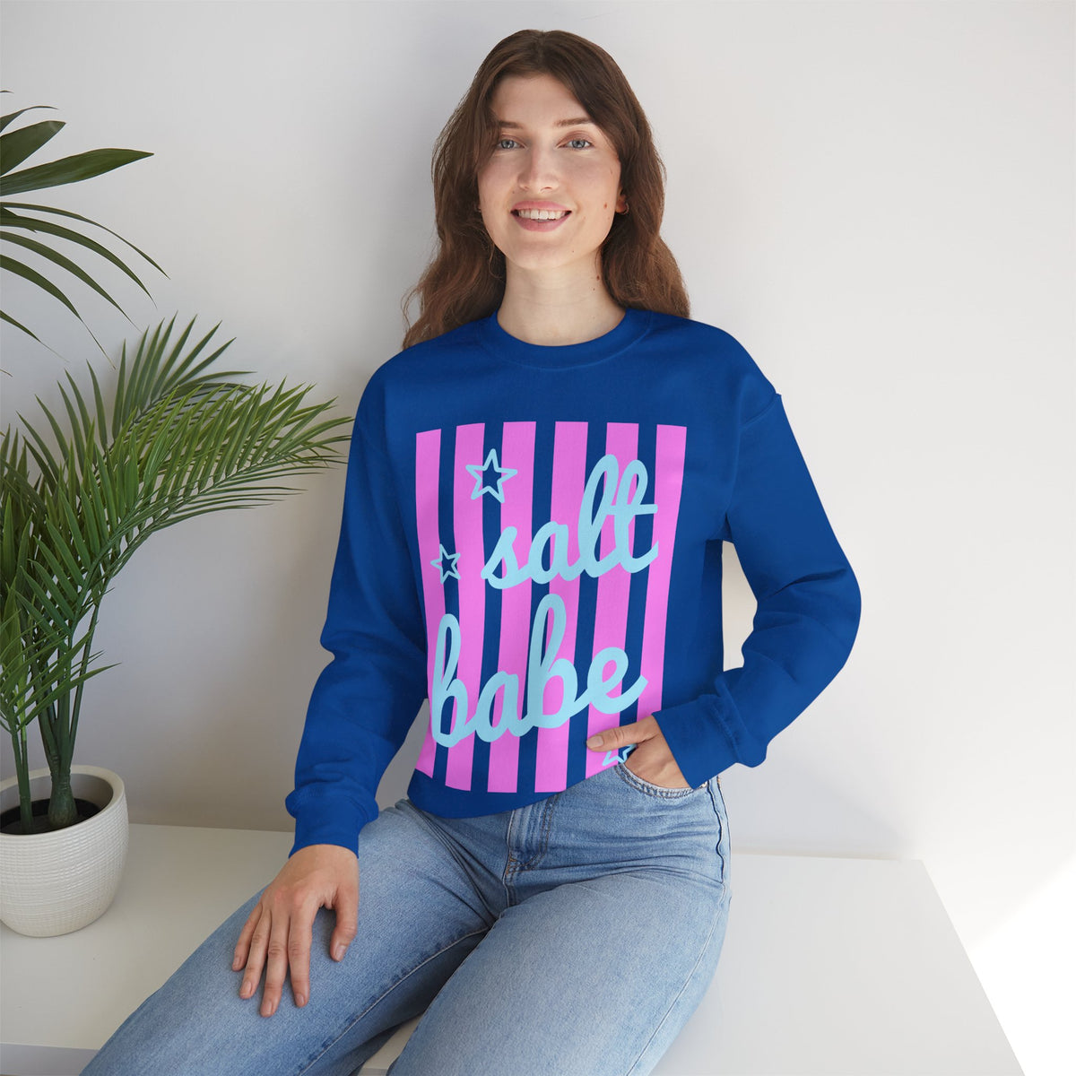 Salt Babe – Gildan Heavy Blend | Trendy Women’s Soft Sweatshirt. Direct to Garment. Printed & Shipped in the USA. Unisex Sizes.