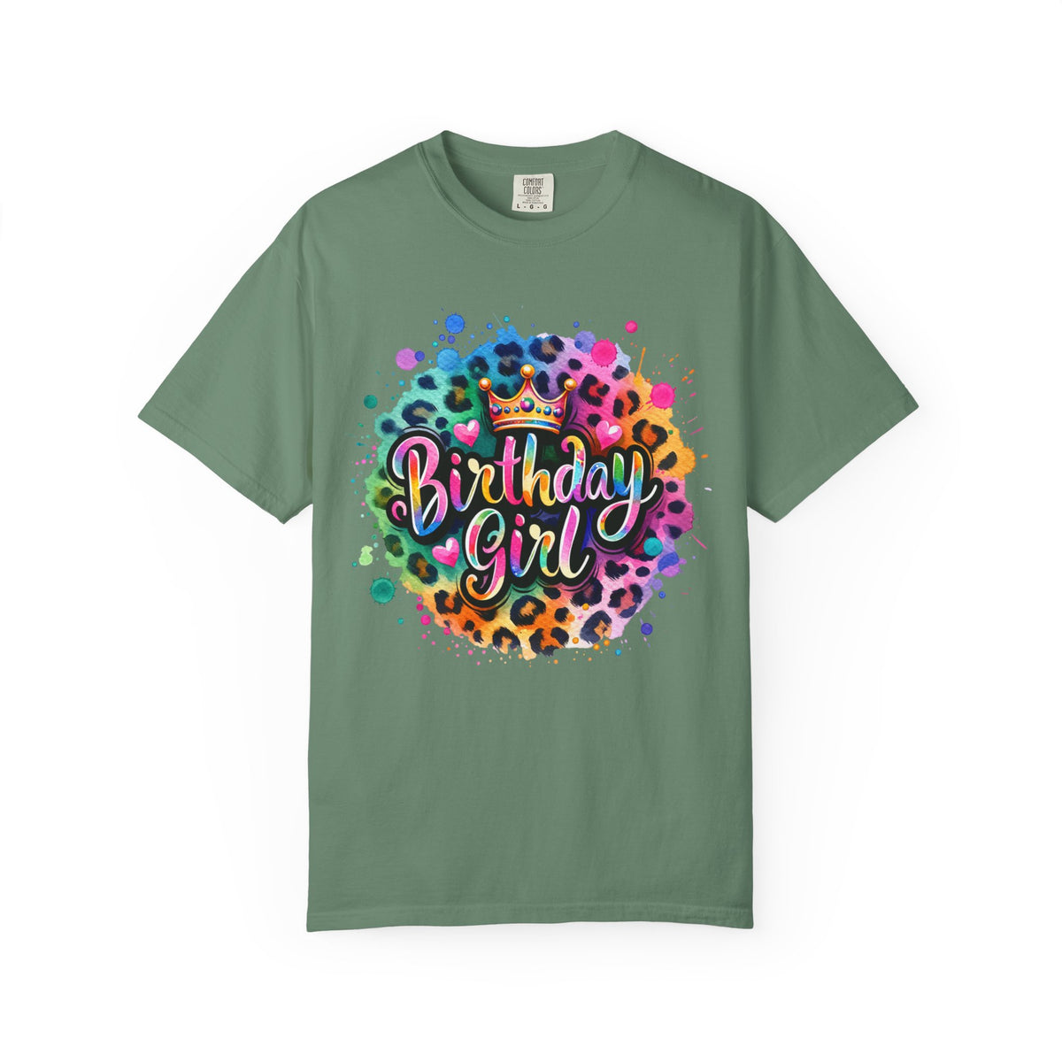 Birthday Girl, Neon Leopard - Comfort Colors | Trendy Women's T-Shirt. Direct to Garment. Printed & Shipped in the USA. Unisex Sizes.