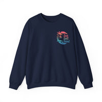 Sun Salt Sand, Beach Sunset - Front & Back Print – Gildan Heavy Blend | Trendy Women’s and Men's Soft Sweatshirt. Direct to Garment. Printed & Shipped in the USA. Unisex Sizes.