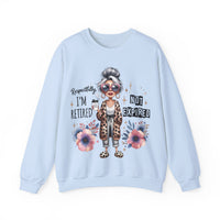 Retired Not Expired, Leopard Funny Grandma – Gildan Heavy Blend | Trendy Women’s Soft Sweatshirt. Direct to Garment. Printed & Shipped in the USA. Unisex Sizes.